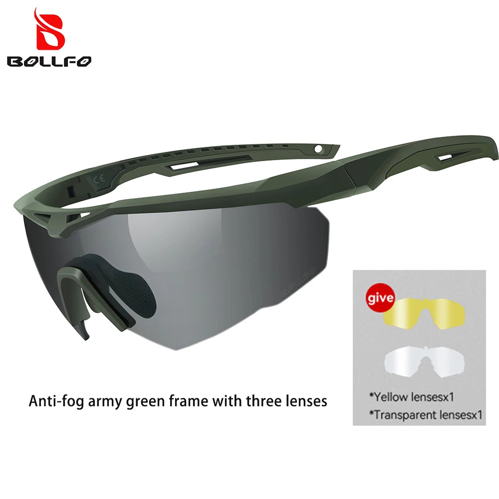 3 Lens Impact-Resistant Shooting Glasses 2.5mm Military Tactical Glasses Anti-Fog Windproof Road Cycling Goggles Antiparras
