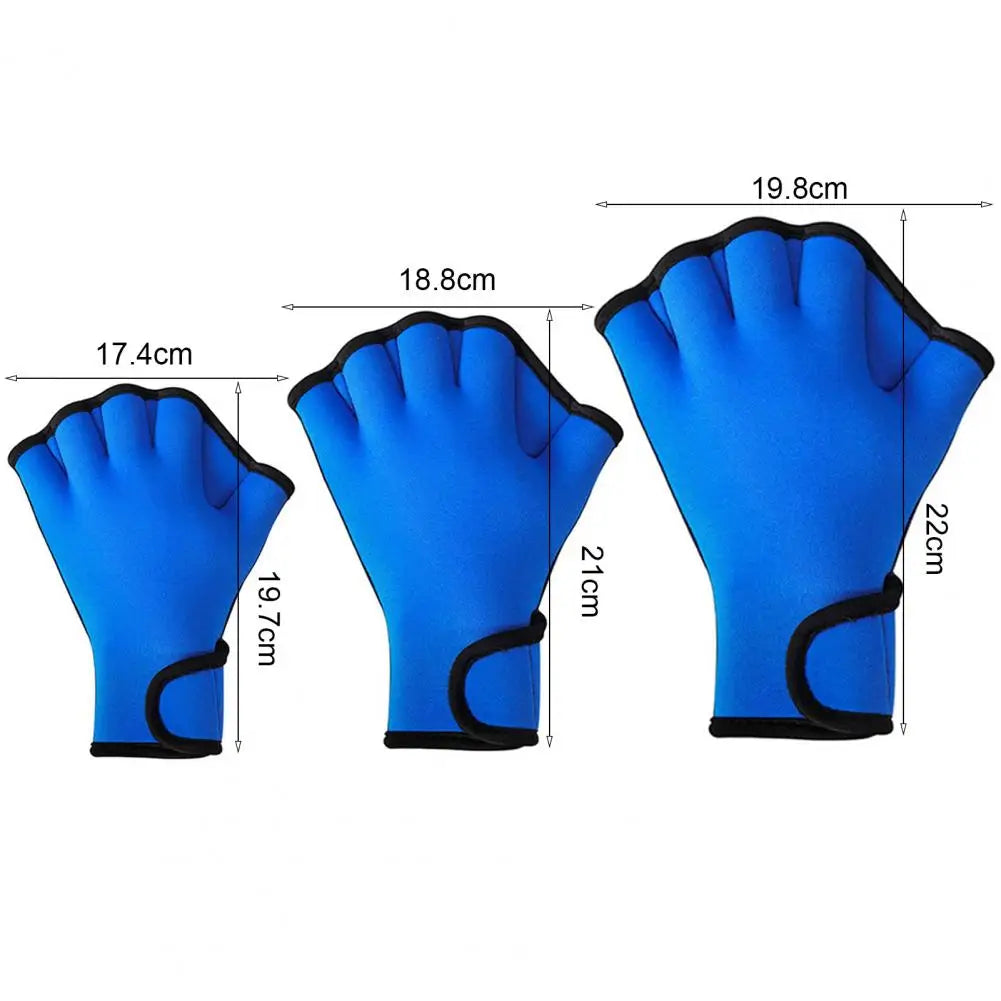 1 Pair Swimming Gloves Water Resistance Adjustable Wrist Strap Half Finger Aquatic Swimming Webbed Gloves for Water Sports