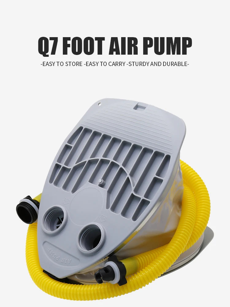 KOTESU foot-operated air pump for inflatable boats, SUP paddle boards, and kayaks, with a portable bellows design of 5L and 7L
