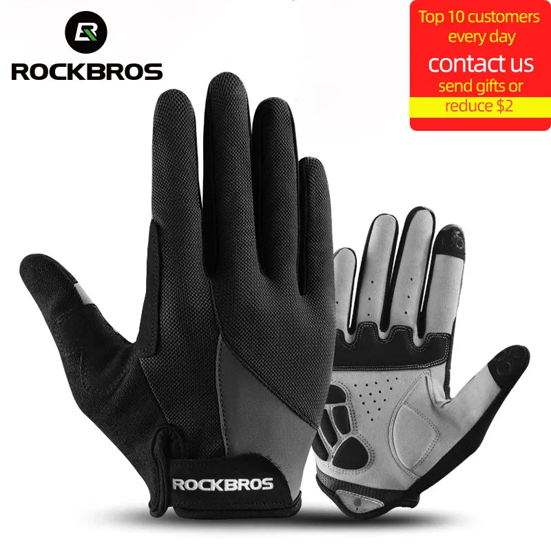 Rockbros luvas de ciclismo à prova vento bicicleta tela toque equitação mtb luva térmica quente da motocicleta inverno outono roupas