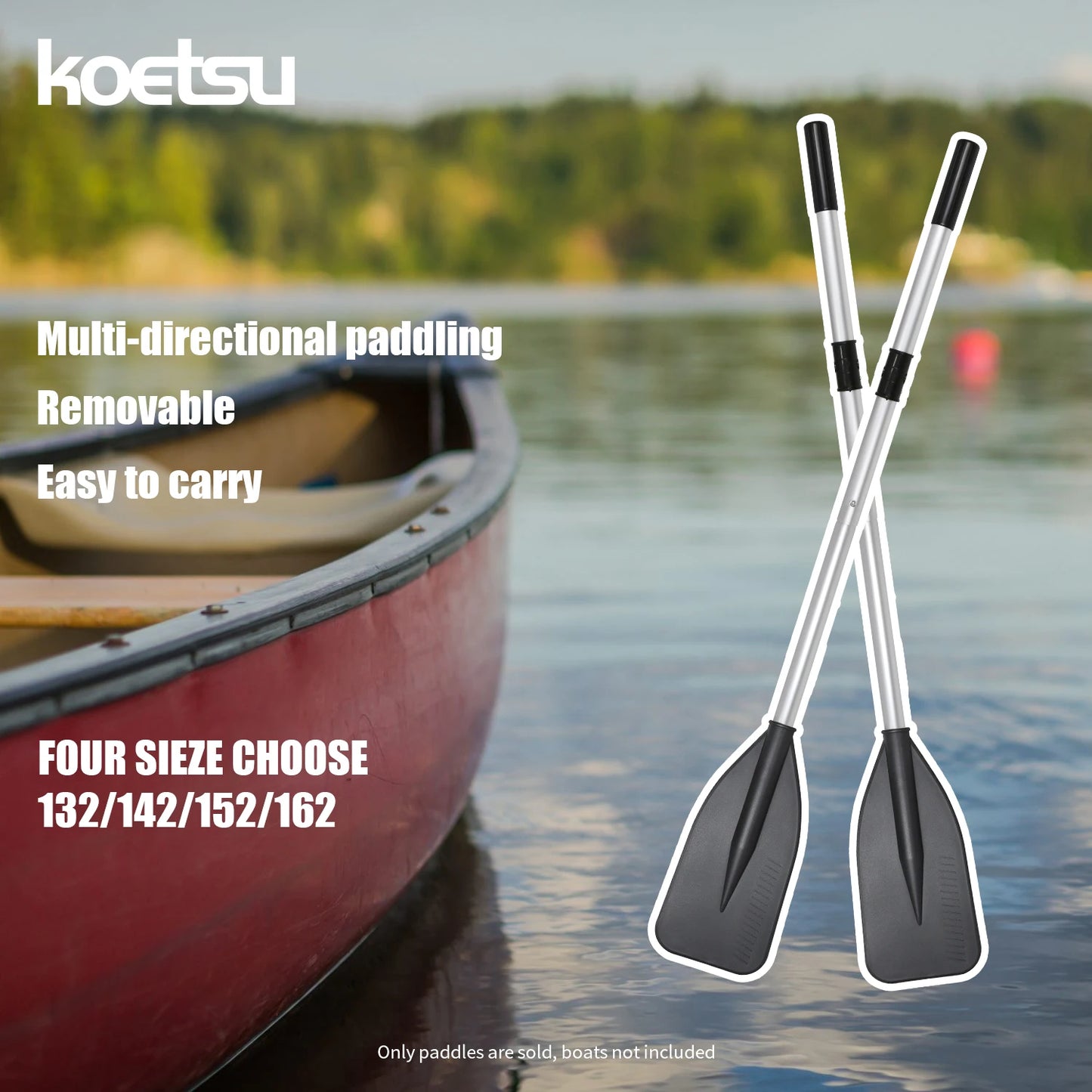 KOETSU 2-Pcs Marine Aluminum Oars. Features an aluminum shaft with nylon blades, for rowboats, kayaks, canoes, and inflatables.