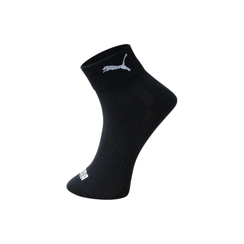 Original Puma Solid Color Logo Men's and Women's Socks Classic Casual Breathable Middle Barrel Black Sports Socks 100002380-002