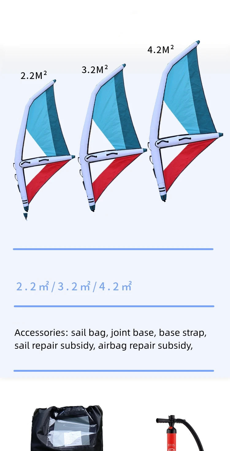 【Hot】Inflatable Windsurf Sail & Surfboard Wing Paddle Board, Kitesurfing Wind Surfing Water Sports Gear