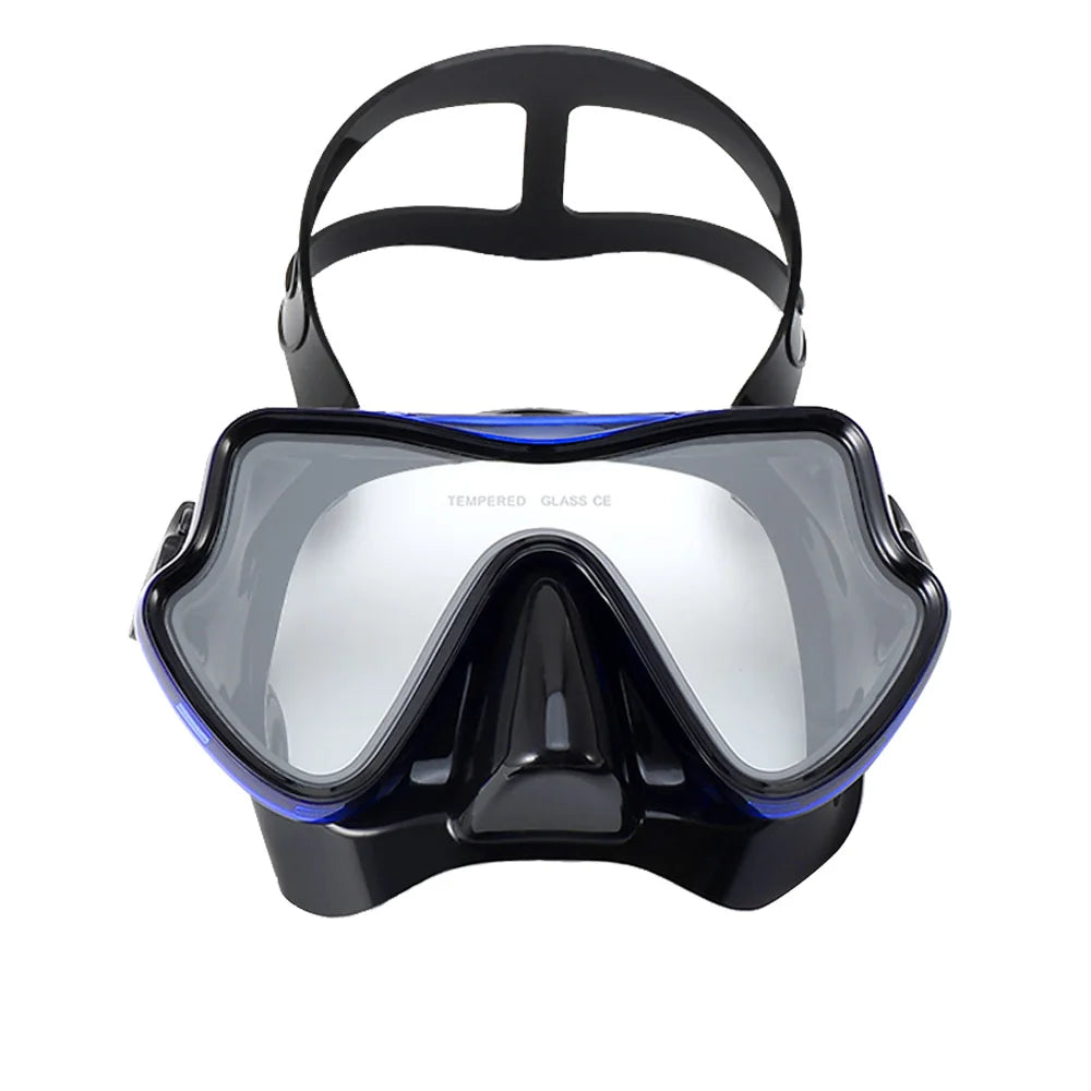 Diving Mask Swimming Goggles Scuba Snorkel Silicone Skirt Tempered Glass Panoramic HD For Adult Youth Anti-Fog with Nose Cover
