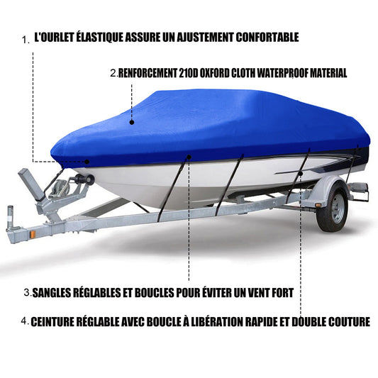 Boat Cover Rain Waterproof Fishing Universal Ski Bass Speedboat V-Shape Boat Cover Marine Boat Accessories Boat Equipment 16ft