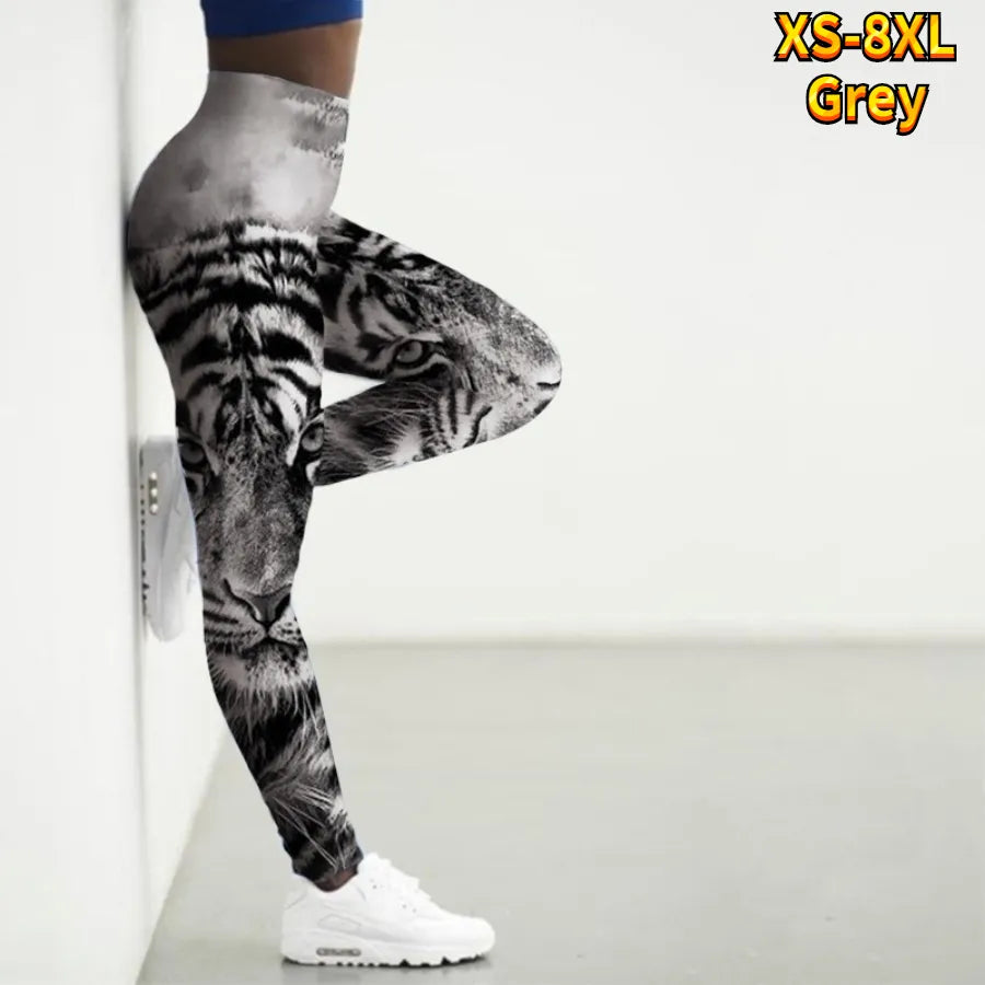 Women's Basic Ripple Printed Yoga Pants Elastic Yoga Leggings Gym Jogging Fitness Clothes Quick Dry Slim Pants XS-8XL