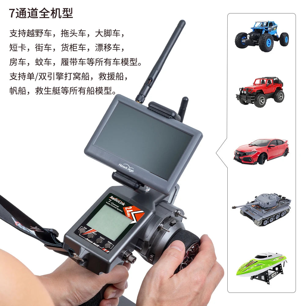New Radiolink RC6GS V3 2.4G 7CH Radio Transmitter Remote Controller with R7FG Receiver Gyro Telemetry for RC Car /Boat /ship