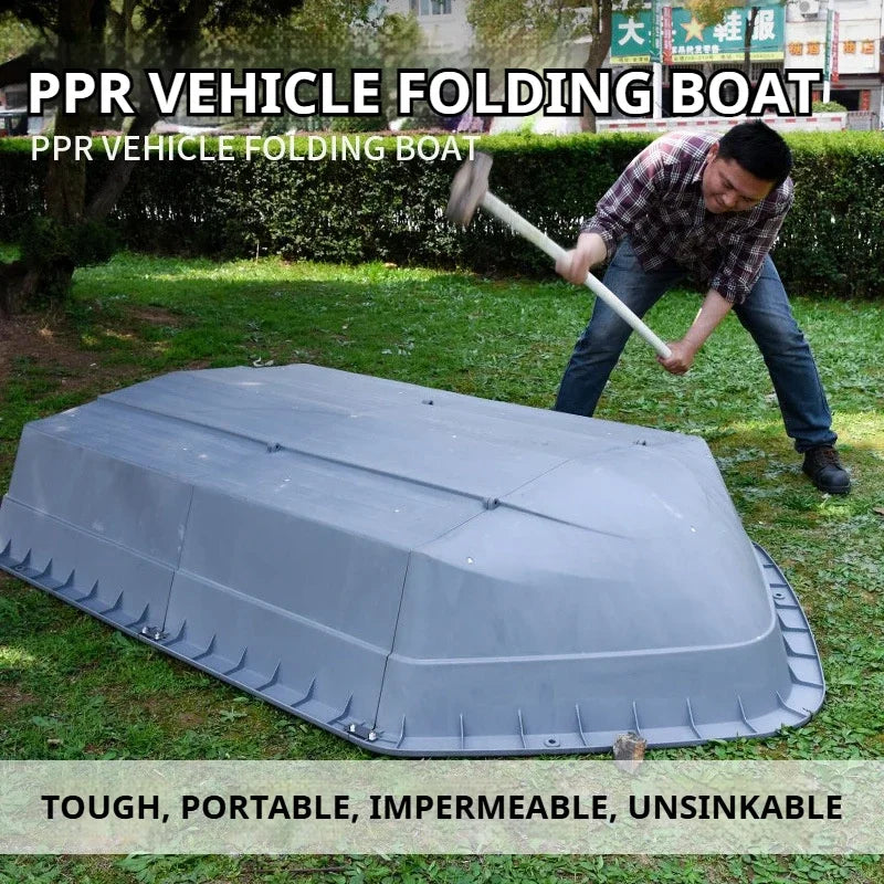 Modular PPR Folding Boat w/Silicone Seals & Air Bow Outboard-Ready Fishing Skiff w/Stainless Hardware Leak-Proof Assembly Craft