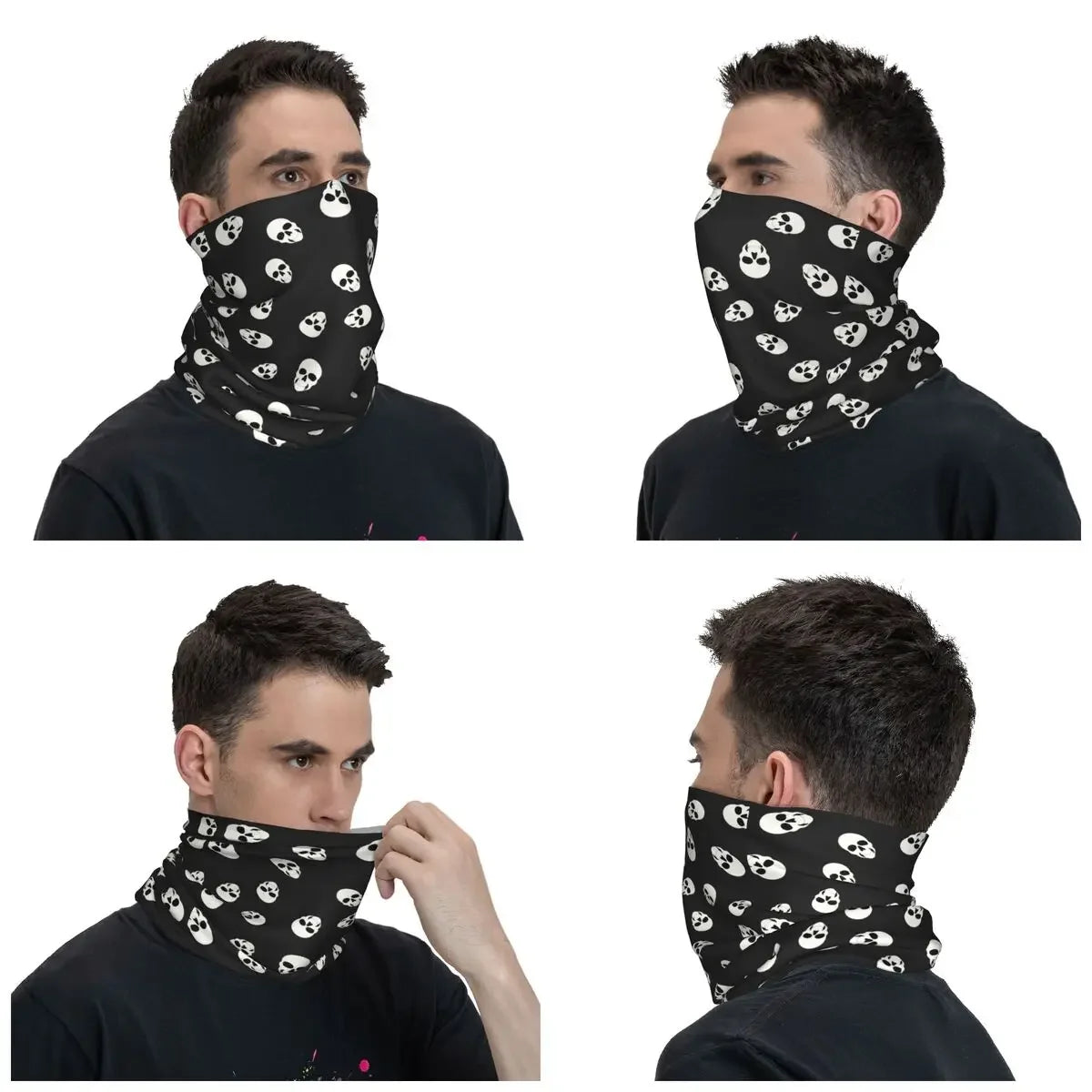 Cool Skull Bandana Neck Gaiter Printed Balaclavas Face Scarf Warm Headband Outdoor Sports for Men Women Adult Washable