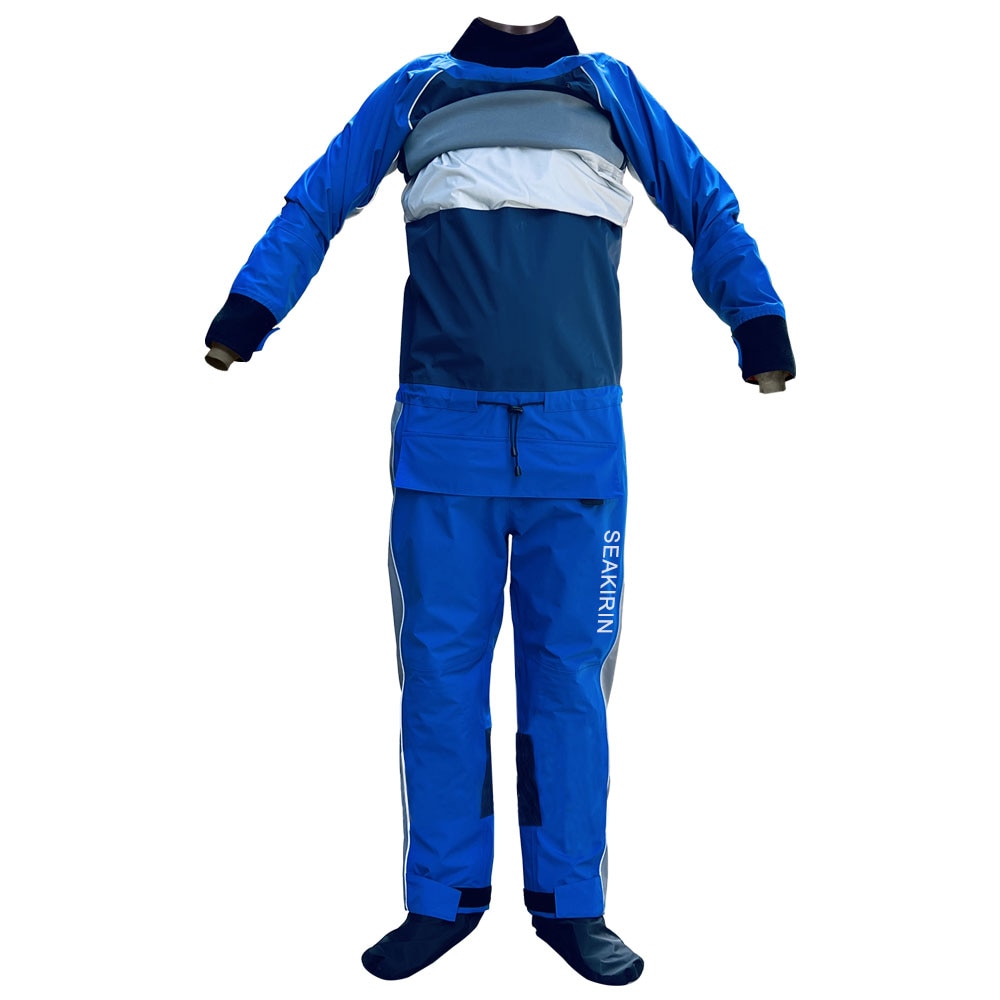 Mens Rear-Entery Drysuits For Kayaking Blue Dry Suit Waterproof Breathable Clothing for Whitewater Paddling,Swimming Keep Warm