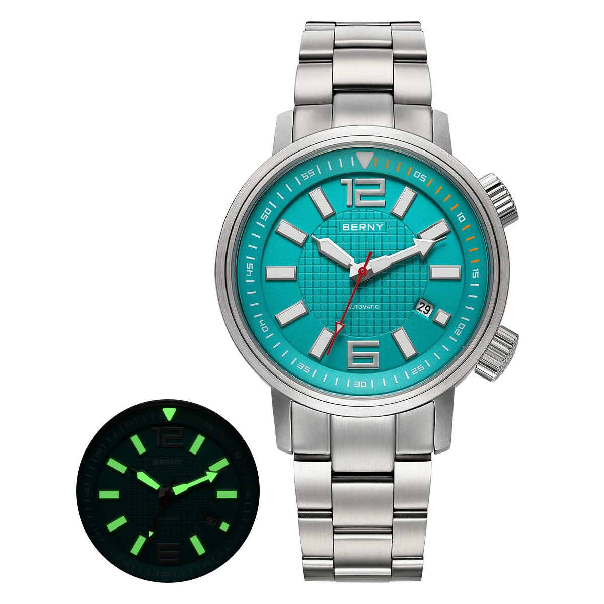 BERNY Automatic Diver Watch for Men Super Luminous Sapphire Miyota 8215 Compressor 20ATM Swimming Scuba Diving Sports Man Watch