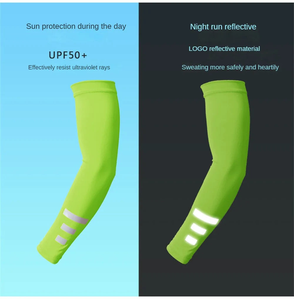 Quick-drying Arm Sleeves Night Running Reflective Sports Sleeves Ice Summer Outdoor Sports Fitness Sunscreen Sleeves Breathable