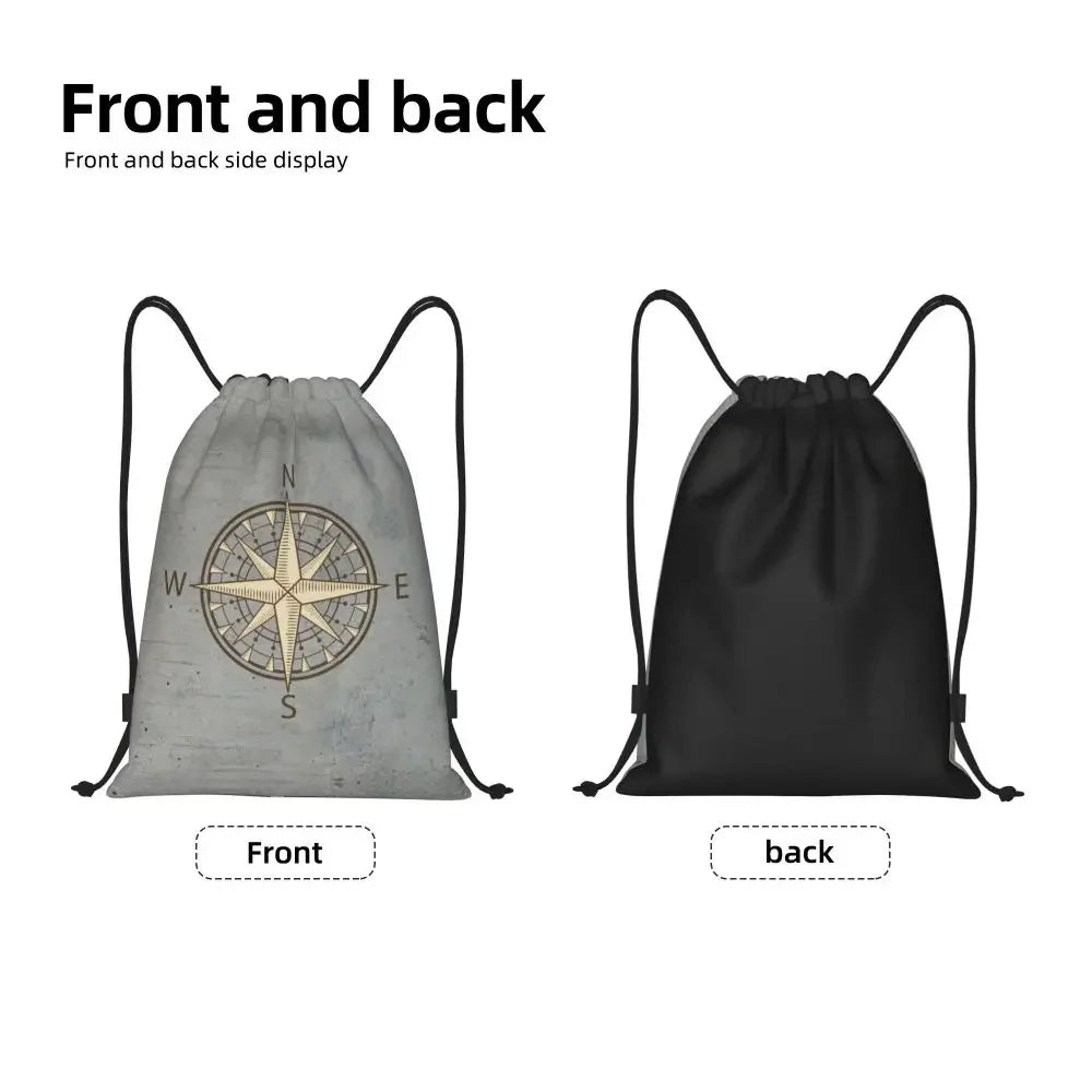 Custom Anchor And Navy Blue Stripes Drawstring Backpack Women Men Gym Sport Sackpack Portable Nautical Sailor Shopping Bag Sack