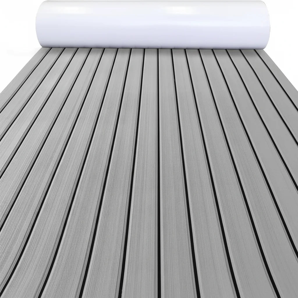 KXKZREN-2400x450mm EVA Foam Faux Teak Decking Sheet Marine Boat Flooring Sea Deck Yacht Mat Self-adhesive Kayak RV Non-slip Pad