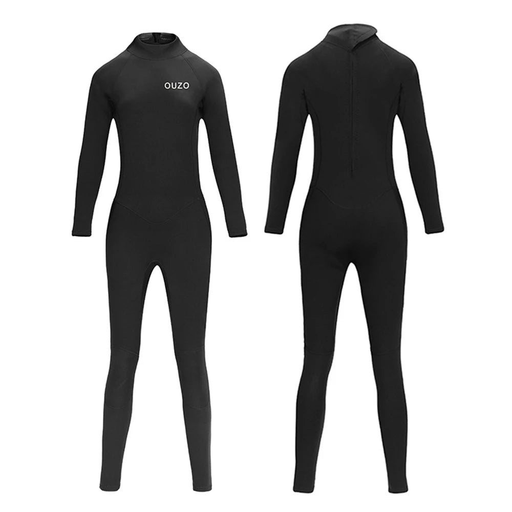 Terno de mergulho feminino de neoprene 1.5mm, peça única, manga longa, protetor solar, esportes aquáticos, mergulho, surf