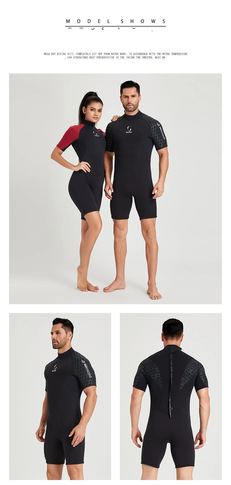 3MM Men Neoprene Wetsuit Scuba Diving Windsurf Hunting Surf Swimwear Underwater Fishing Swimming Short Sleeve Wetsuit Kitesurf