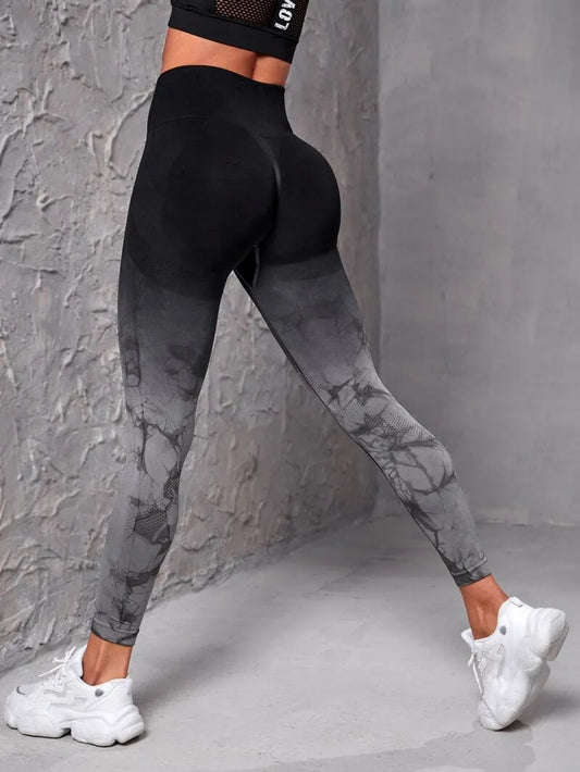 Calças de yoga mulheres sem costura leggings push up esportes fitness joggings cintura alta ginásio treino scrunch tie dye correndo leggings