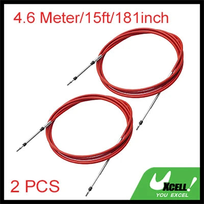 2pcs 134 181 205 228 Inch Marine Throttle Shift Remote Control Box Cable for Outboard Engine Boat Motor Steering System Red