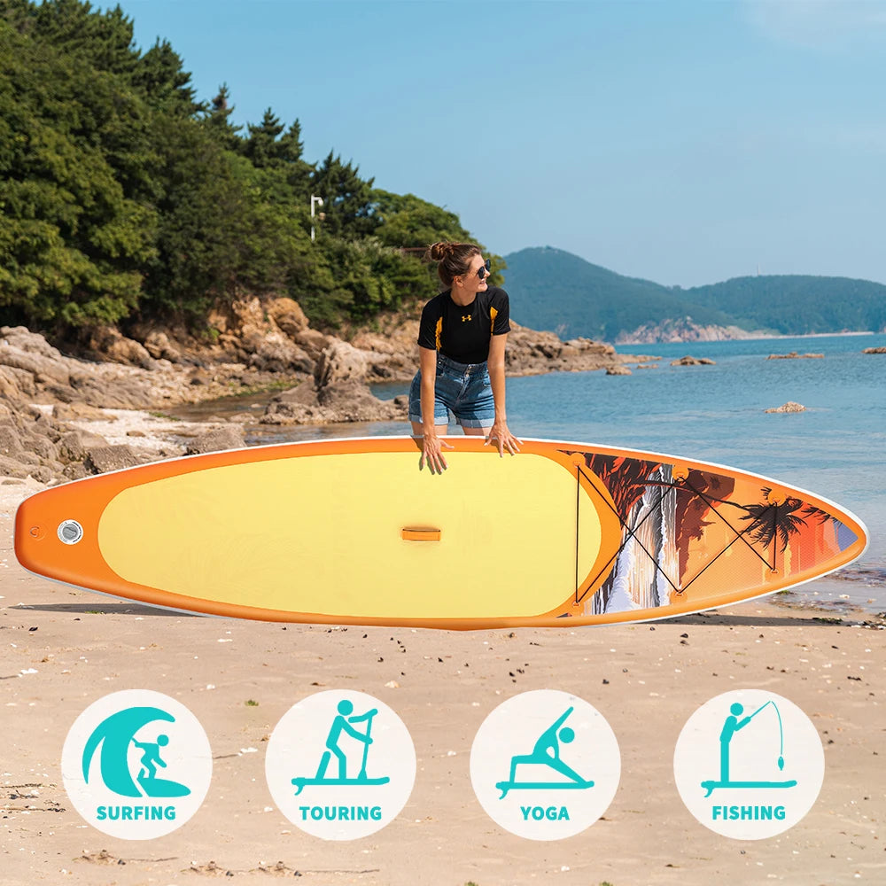 FUNWATER Inflatable SUP Board 11' Stand Up Paddle Board with Accessories, Paddle Surf Board for Lake Sea Beginners Feath-R-Lite