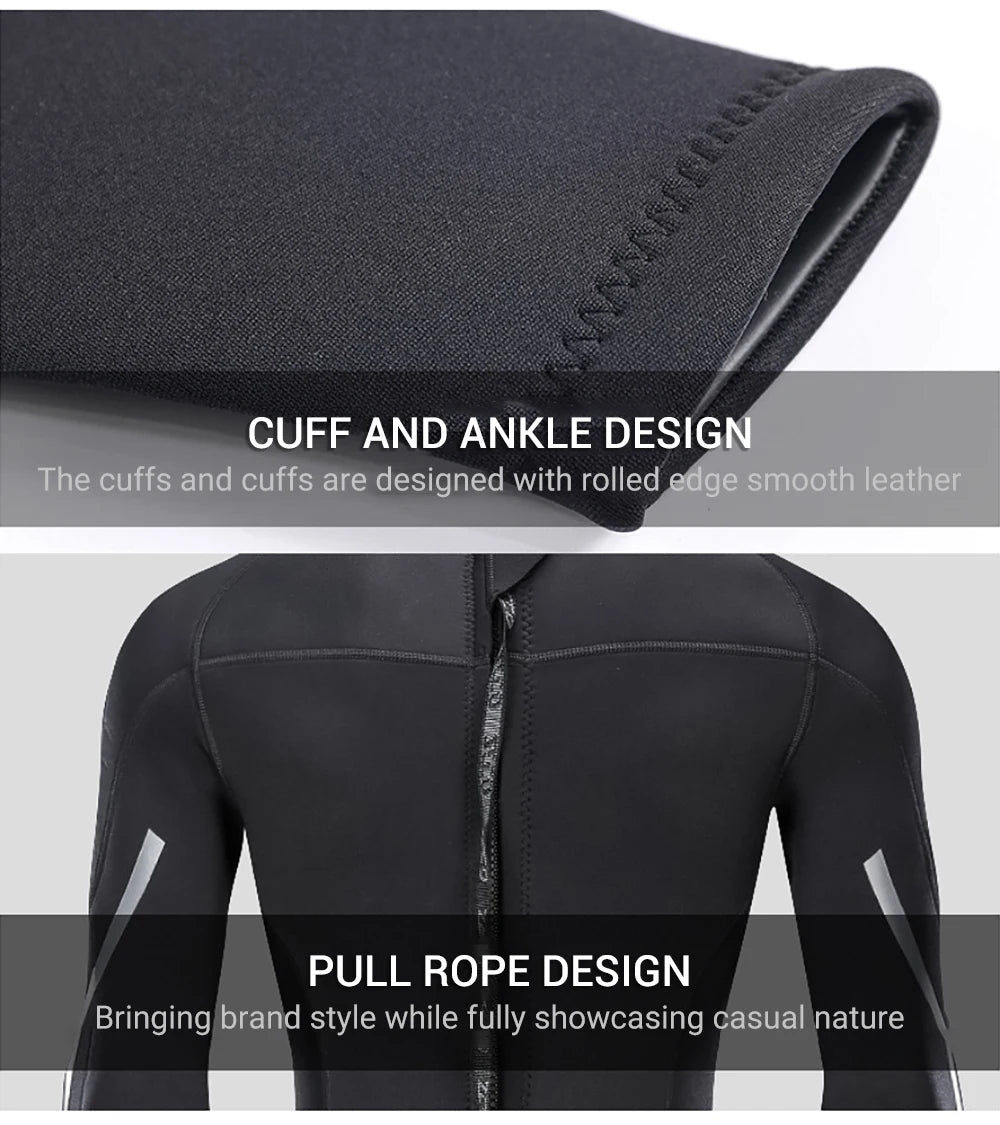 Neoprene Wetsuit 3mm Mens Long Sleevele One Piece Wetsuit Ultra Elastic Diving Suit Water Swimming Surfing Triathlon