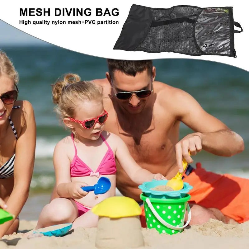 Bolsa de malha para esportes aquáticos, rede de armazenamento multiusos para mergulho, mochila de mergulho para esportes de praia, equipamento de snorkel