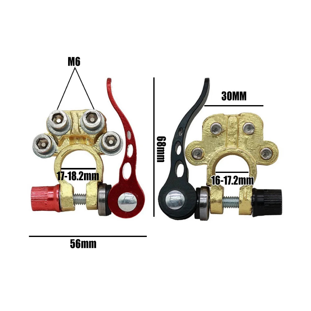 1 Pair Quick Release Terminal Connectors Copper Clip 12V/24V Car Battery Terminals Top Post Wire Cable Clamp Screw Auto Parts