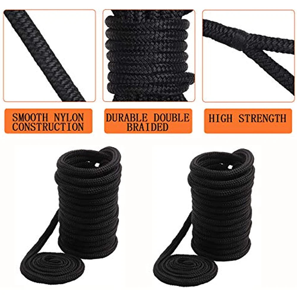 2pcs Nylon Boat Anchor Rope Double Braided Dock Lines Ropes for Boats with 12" Loop Marine Boat Rope Mooring Line 16.5ft 25ft