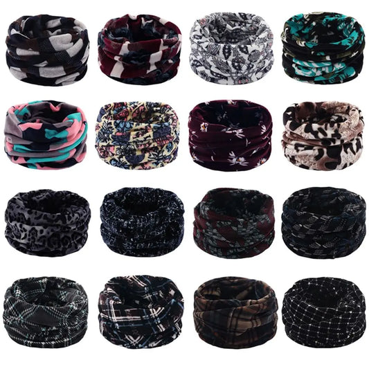 Unisex Windproof Soft Ring Scarves Thermal Loop Outdoor Sports Neck Warmer Double Layer Fleece Neck Scarf