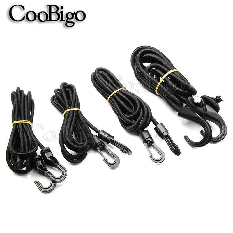 2pcs Pack 2M Heavy Duty Elastic Bungee Shock Cord Strap Stretch Plastic Hook Car Luggage Tent Kayak Boat Canoe Bikes Rope Tie