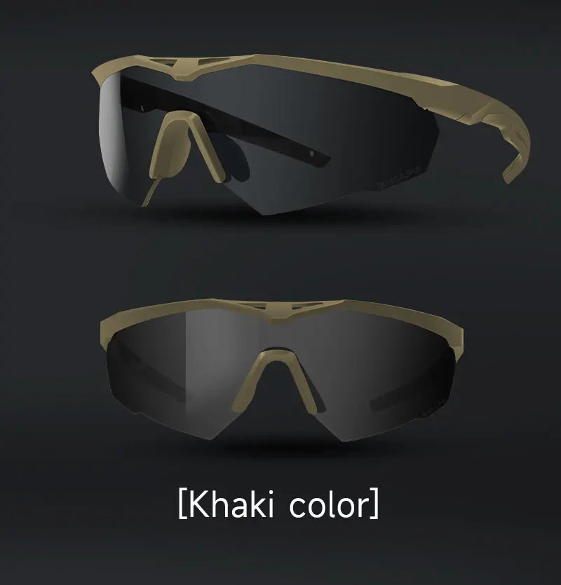 3 Lens Impact-Resistant Shooting Glasses 2.5mm Military Tactical Glasses Anti-Fog Windproof Road Cycling Goggles Antiparras