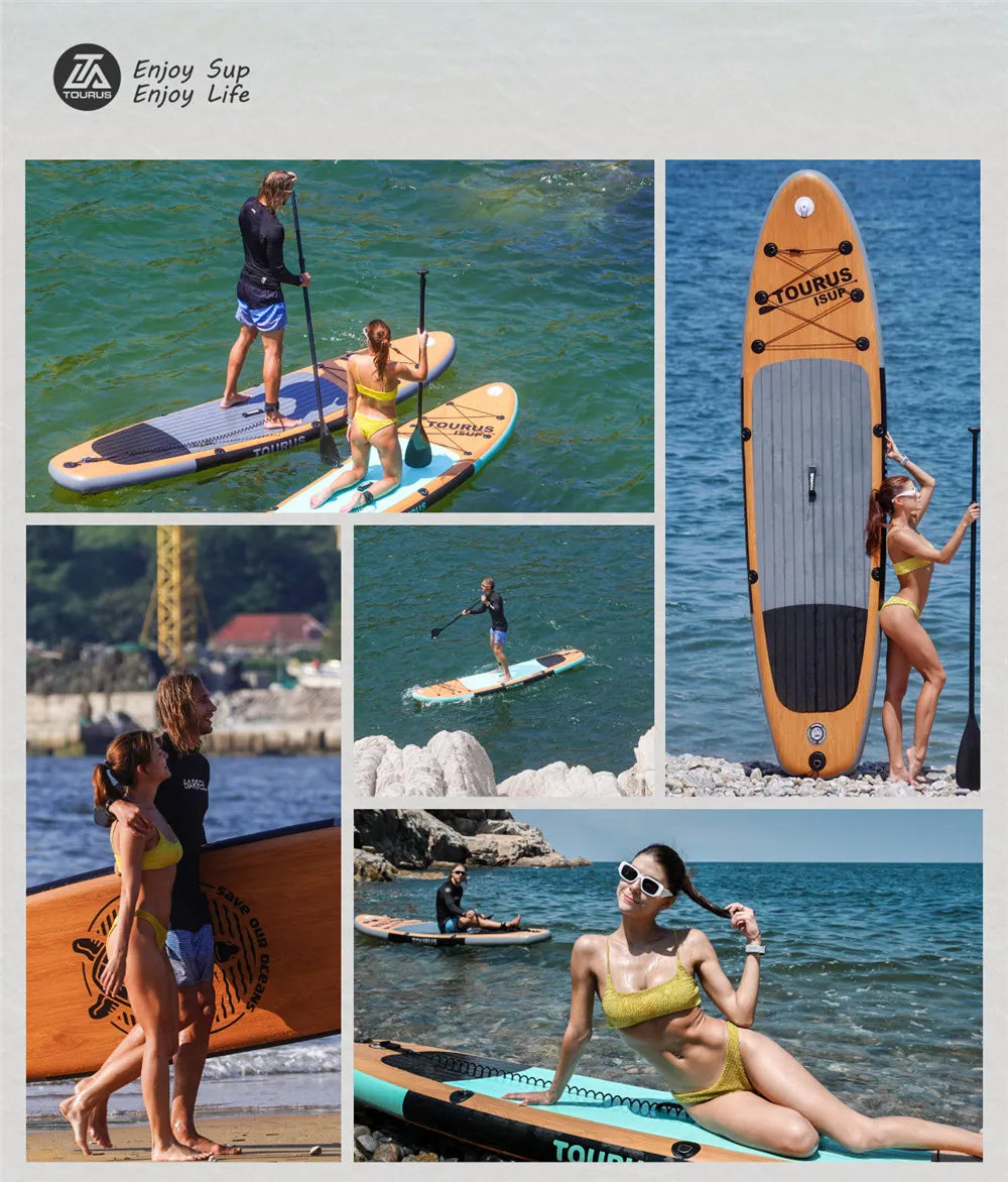 TOURUS 2023 April new arrival  blue wood double layers sup boards YOGA inflatable stable stand up paddle board 11feet 33inch