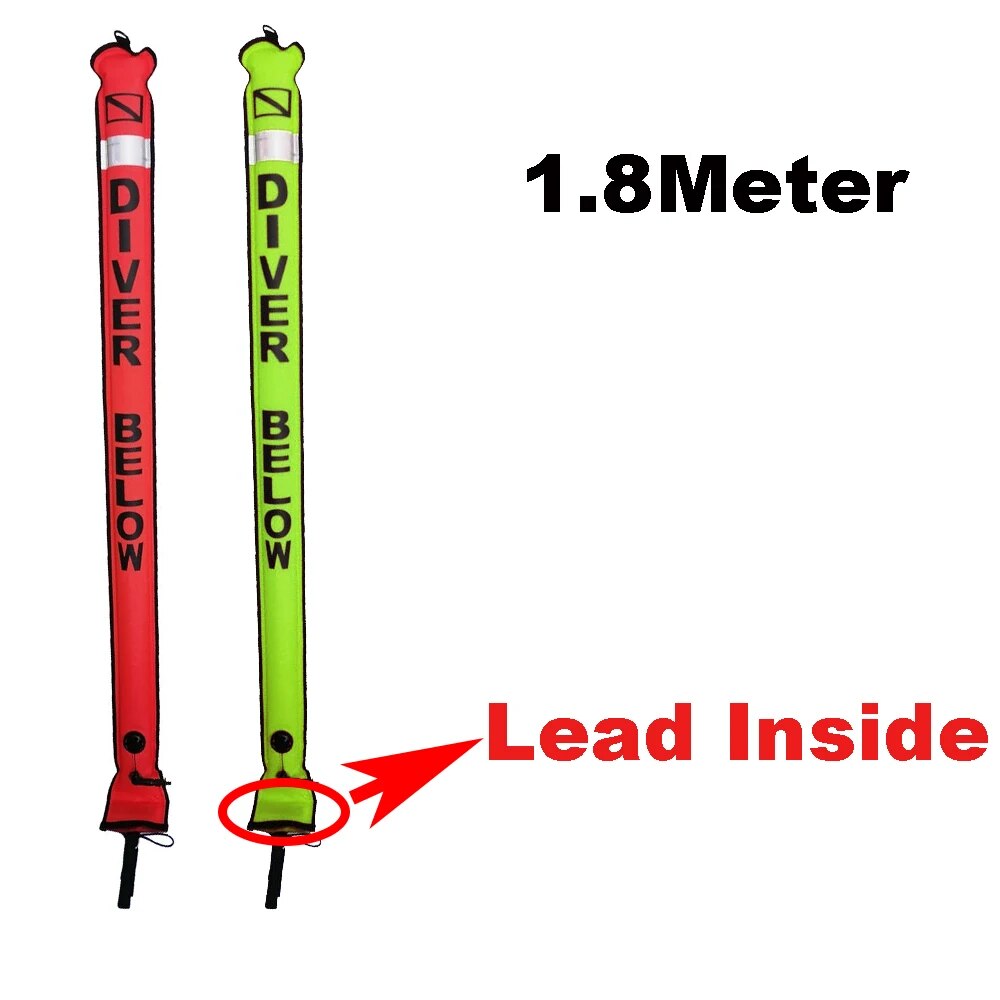 1.1M-1.8M Closed-End Scuba Diving Surface Marker Buoy SMB Drift Diving Ascending Signal Tube Safety Sausage for Wreck Snorkeling