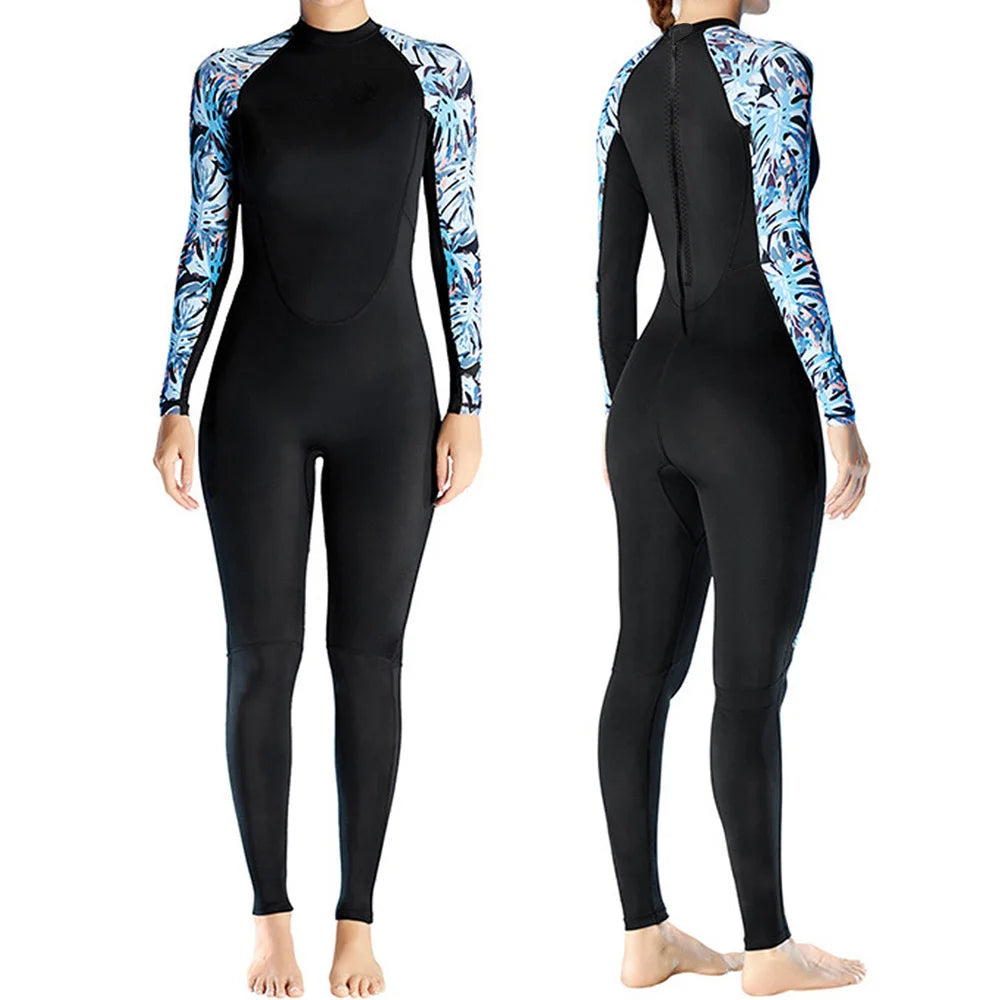 Women Wetsuit 3mm Neoprene One-Piece Diving Suit Swimsuit Keep Warm Long Sleeves Surfing Swimming Diving Kayaking Freediving