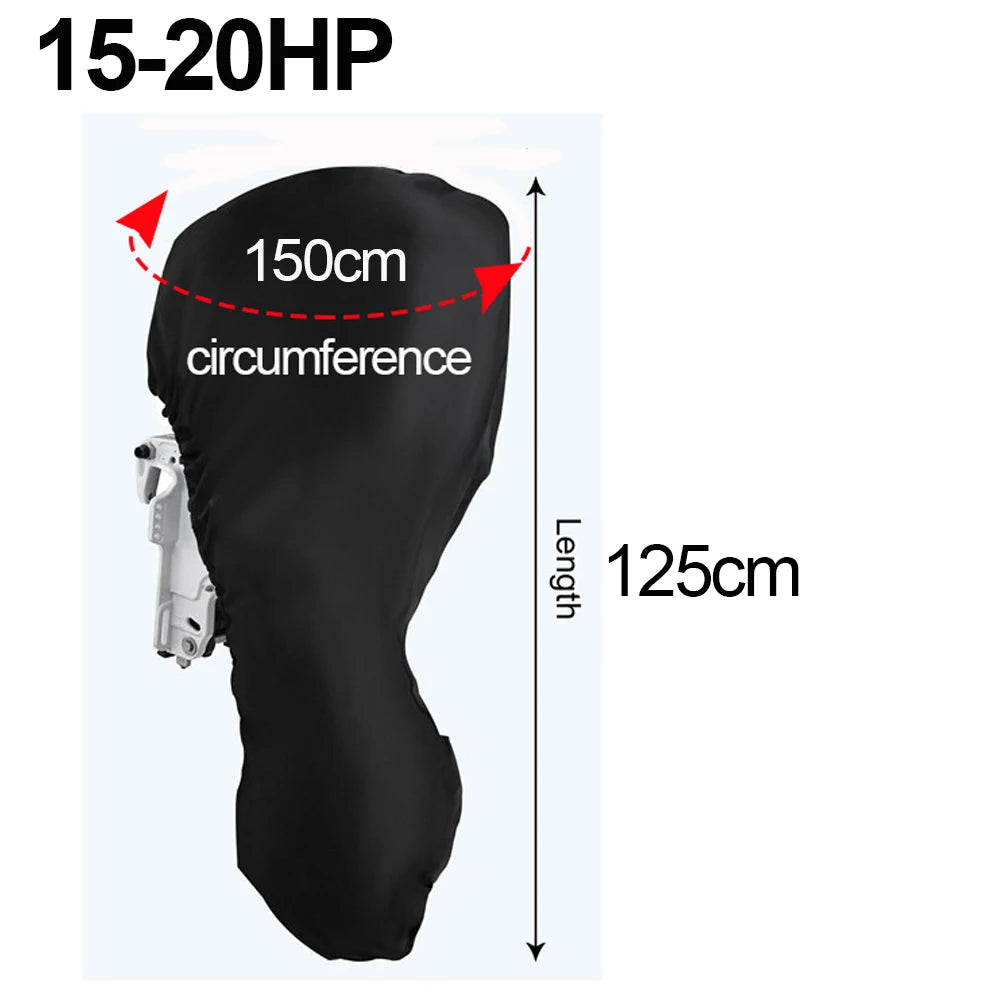 Outboard Motor Cover 420D Waterproof Boat Motor Cover 0-350HP UV-Proof Black boat marine engine cover for Boat motors