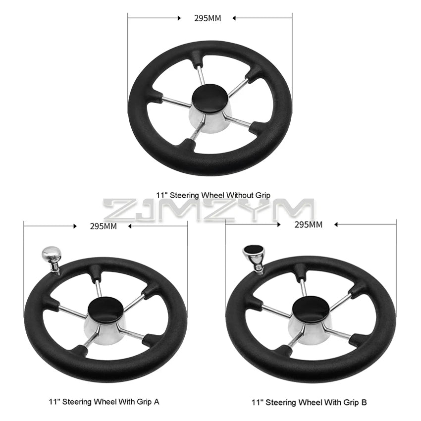 11" 13.5 " Marine Stainless Steel Boat Steering Wheel For Yacht with Black Foam Grip Boat Accessories