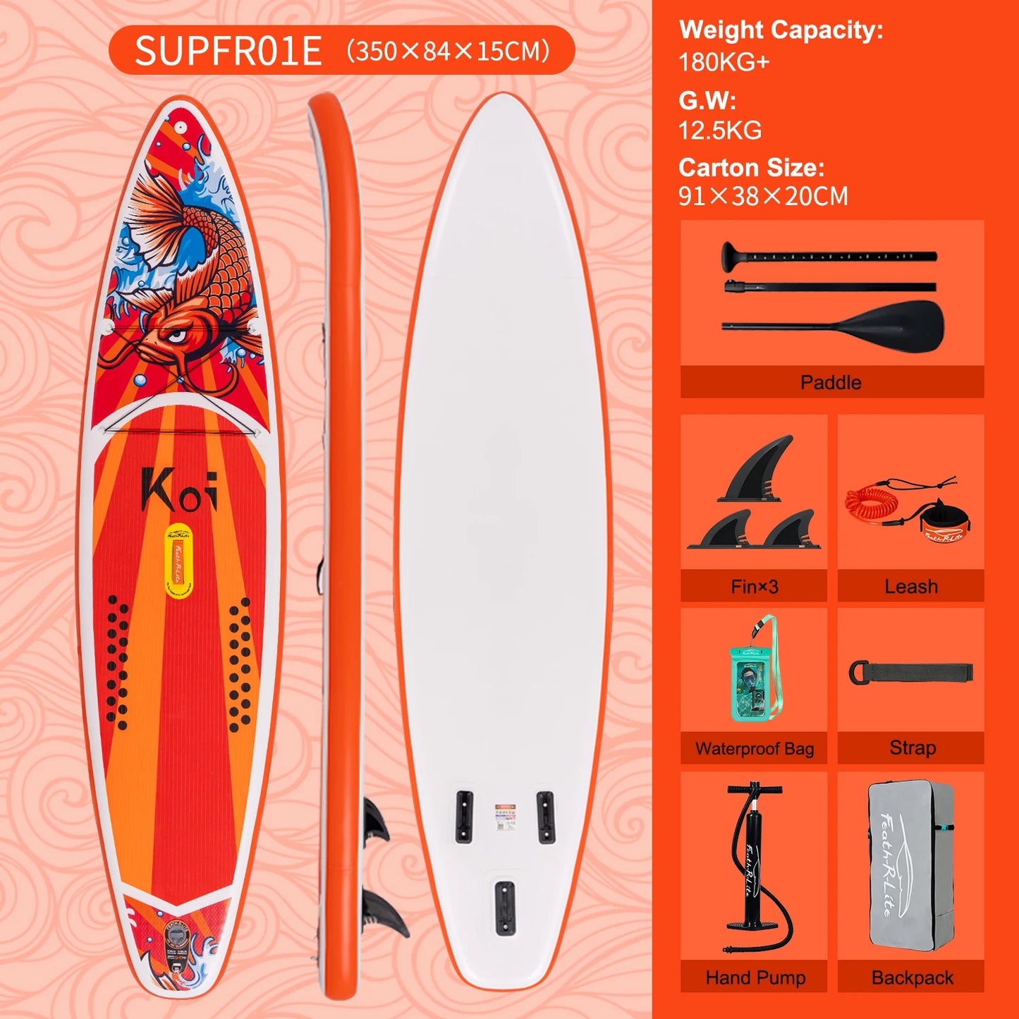 FUNWATER Inflatable SUP Board 11' Stand Up Paddle Board with Accessories, Paddle Surf Board for Lake Sea Beginners Feath-R-Lite