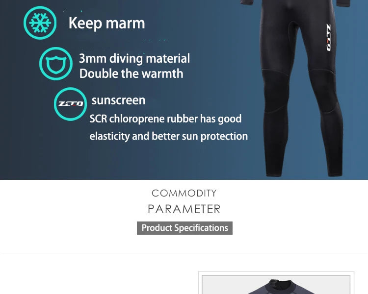 Full Wetsuit for Men Women 3mm Long Wet Suit for Diving Surfing Swimming Water Sport Neoprene Spearfishing One Piece Wetsuits