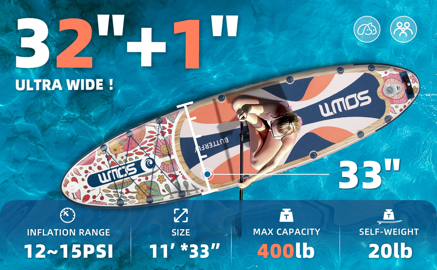 SOWM SUB Waterproof Inflatable Paddle Board 11''x34''x6''Adult Standing Style Aquatic  Yoga Fishing With Accessories SUP сапборд