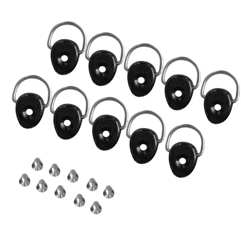 10Pcs Kayak Fishing Riggings Round D Rings Buckles Kayak D Rings with Screw for Boats Deck Mount Fitting Hardware Enduring