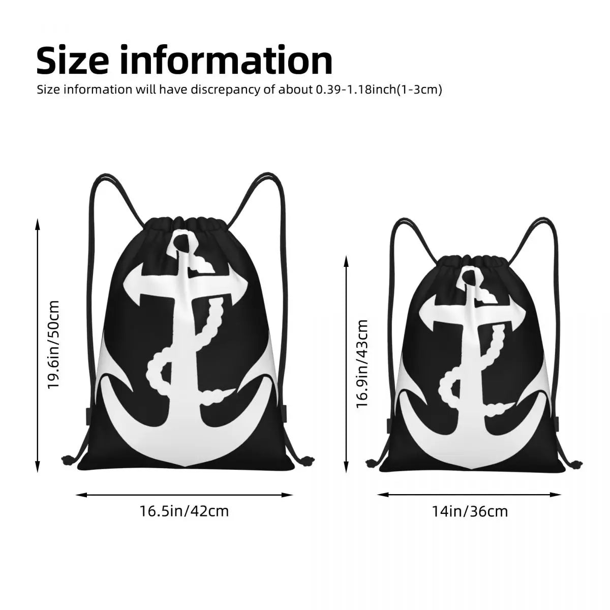 Nautical Anchor Multi-function Portable Drawstring Bags Sports Bag Book Bag
