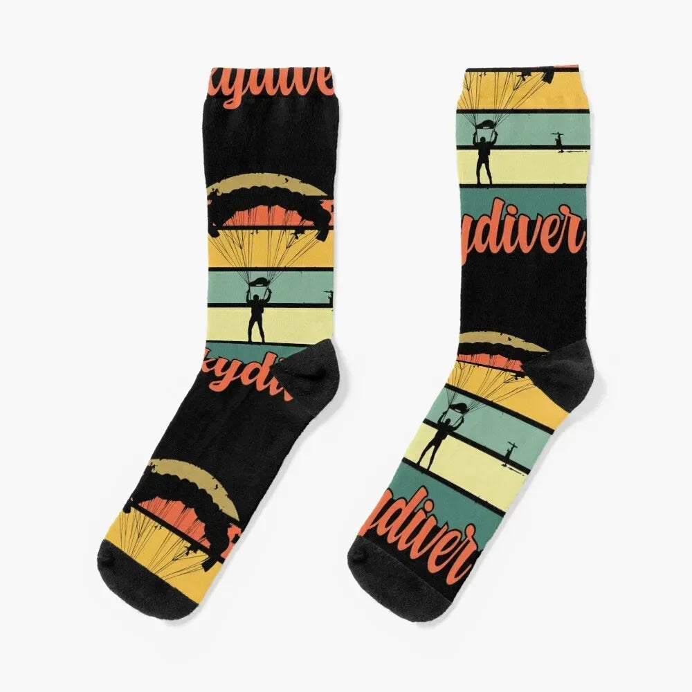 Vintage Parachuting Skydiving Wingsurfing Funny Gift Socks Running luxe Mens Socks Women's