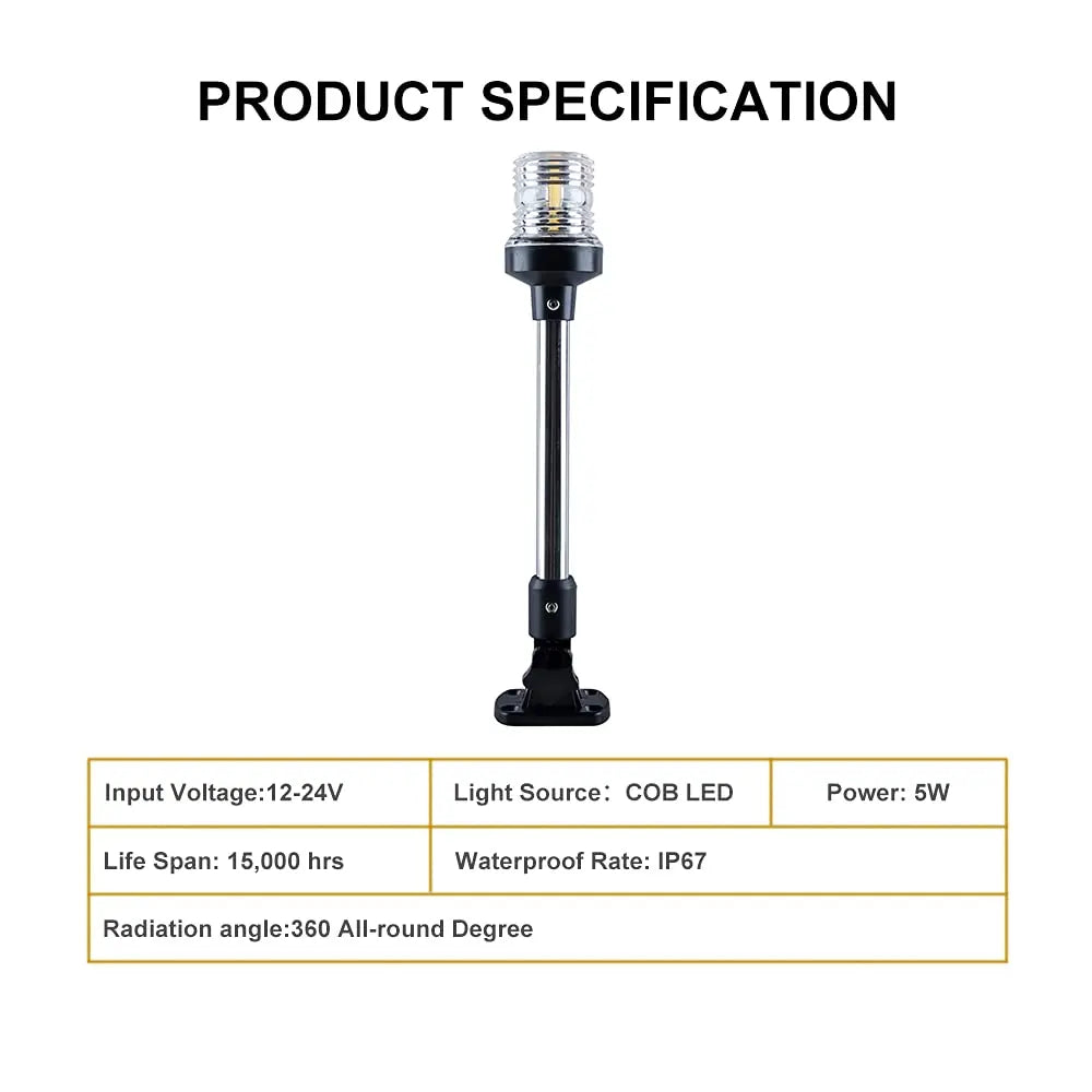 NEW Fold Down 360 Degree LED Boat Navigation Light for Yacht Marine Anchor Light 12~24 V Sailing Signal Light  Boat Accessories