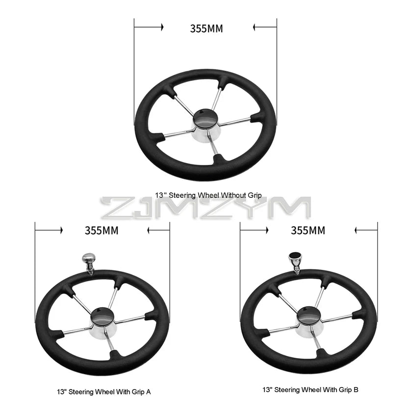 11" 13.5 " Marine Stainless Steel Boat Steering Wheel For Yacht with Black Foam Grip Boat Accessories