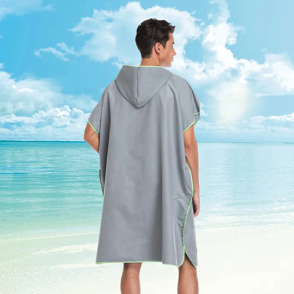 Unisex Surf Poncho Quick Dry Microfiber Bathrobe Poncho Surfer Robe Surf Hooded Towel for Surfing Swimming Diving