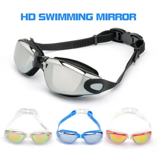 Óculos de natação para adultos hd, à prova d'água, anti-neblina, armação grande, acessórios de mergulho, proteção uv, esportes aquáticos