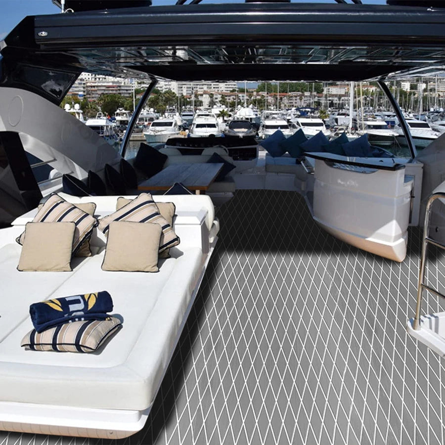 1900*350*6MM Eva Boat Decking Sheet Marine Flooring Anti Slip Pad With Rhombus Diamond Pattern Self-Adhesive Surfboard Traction