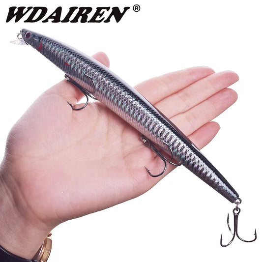 1 pçs flutuante minnow mar isca de pesca 18cm 24g corrico grandes wobblers plástico artificial duro isca crankbaits baixo pesca enfrentar