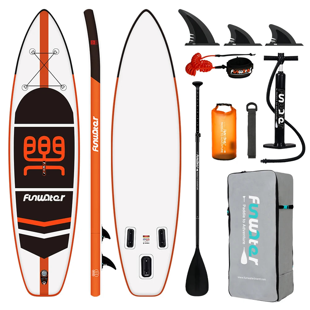 FunWater 11' Inflatable Stand Up Paddle Board SUP Surfboard Set 335cm Ultra-Light Non-Slip Deck with Pump Paddle Backpack Leash