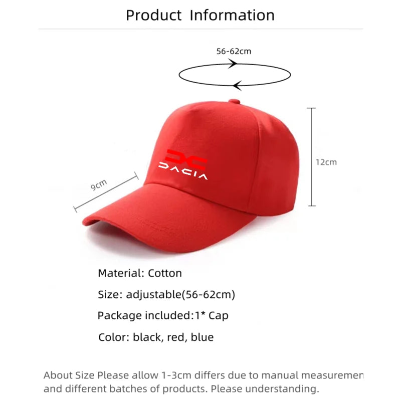 Fashion Hip Hop Baseball Cap Outdoor Sun Hats Sports Leisure Caps for Dacia Spring Lodgy Dokker Duster Logan Sandero Stepway