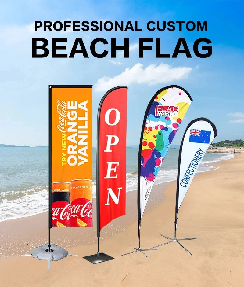 Custom Printing Outdoor Promotional Tear Drop Flags Banner Advertising Business Wind Flying Beach Teardrop Nobori Feather Flag